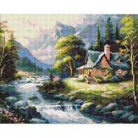 Алмазна мозаїка "Будиночок у горах" ©art_selena_ua AMO20002, 40х50 см