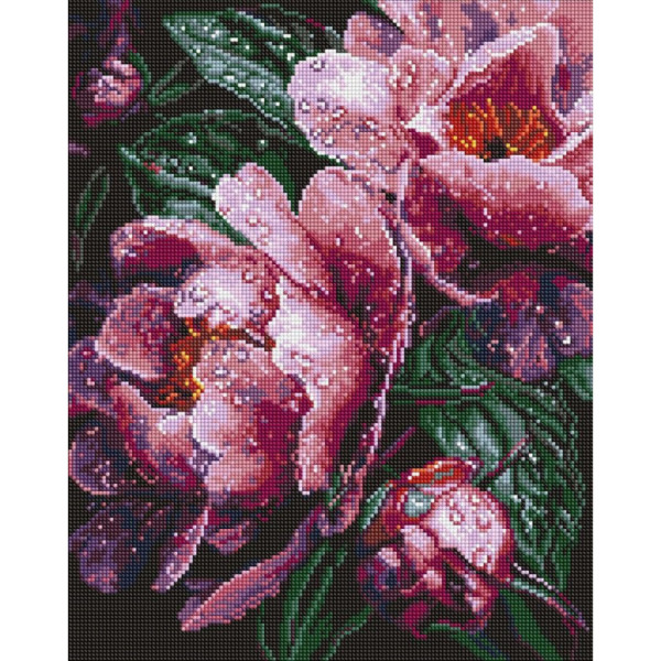 Алмазная мозаика "Розовые пионы под дождем" ©art_selena_ua AMO8363, 40х50 см
