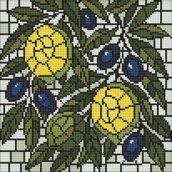 Алмазна мозаїка "Вітраж. Лимони" ©art_selena_ua AMO8349, 30х30 см