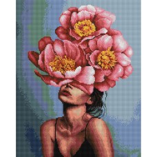 Алмазна мозаїка "Дівчина в квітучій півонії" © Mykhailyshyna Daria DBS1062 Brushme 40х50 см