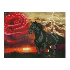 Алмазная мозаика "Черный конь" EJ1364, 40х30 см