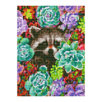 Алмазная мозаика "Енот в цветах" EJ1256, 40х30 см Алмазная мозаика "Енот в цветах" EJ1256, 40х30 см