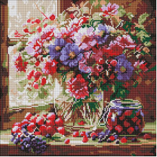 Алмазна мозаїка "Букет і фрукти" ©art_selena_ua AMO8314, 40х40 см