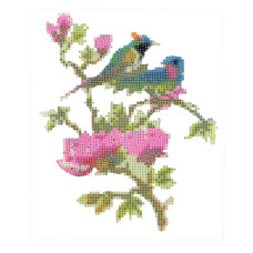 Алмазна мозаїка "Магнолія з пташками" 189772 картон, неповна викладка 21х25 см