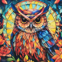 Алмазная мозаика "Витражная мудрость" DEEX16281 неполная выкладка 30х30 см