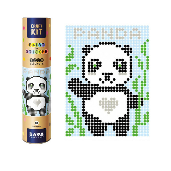 Картина по номерам стикерами в тубусе "Панда", 1200 стикеров 1852, 33х48 см