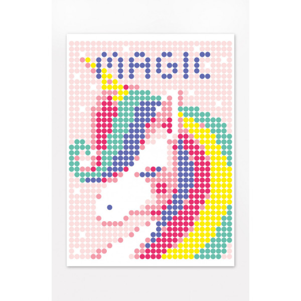 Картина по номерам стикерами в тубусе "Единорог", 33х48 см