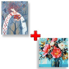 Набір картин за номерами 2 в 1 "Дерево життя" 40х50 KHO5053 та "Квіти для настрою" 40х40 KHO3230