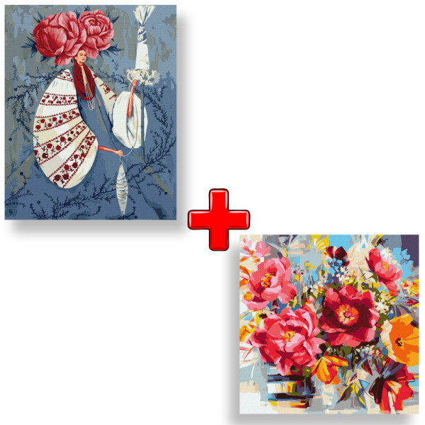 Набор картин по номерам 2 в 1 "Воспоминания лета" 40х50 KHO5055 и "Подарок полей" 40х40 KHO3234