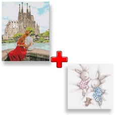 Набір картин за номерами 2 в 1 "Романтична Іспанія" 40х50 KHO4689 та "Солодкі сни 2" 30х30 KHO6019