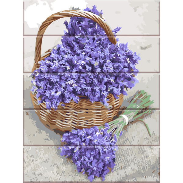 Картина по номерам по дереву "Лаванда в корзине" ASW239 30х40 см