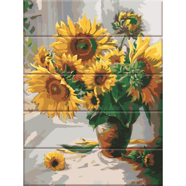 Картина по номерам по дереву "Подсолнухи" ASW009 30х40 см