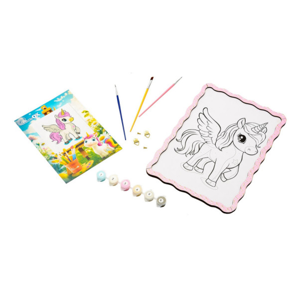 Картина по номерам "Единорог" Puz-22943 формат А4 кисточка, краски, крепеж для стены