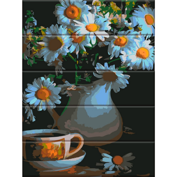 Картина по номерам по дереву "Ромашки в вазе" ASW047 30х40 см