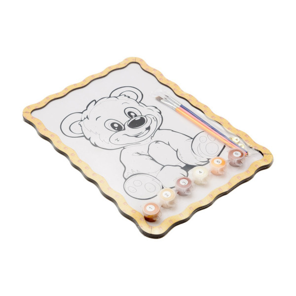 Картина по номерам "Медвежонок" Puz-22942 формат А4 кисточка, краски, крепеж для стены