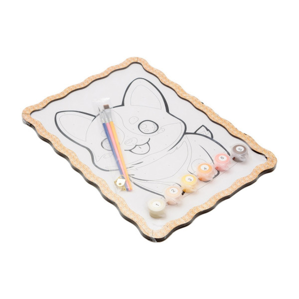 Картина по номерам "Корги" Puz-22941 формат А4 кисточка, краски, крепеж для стены