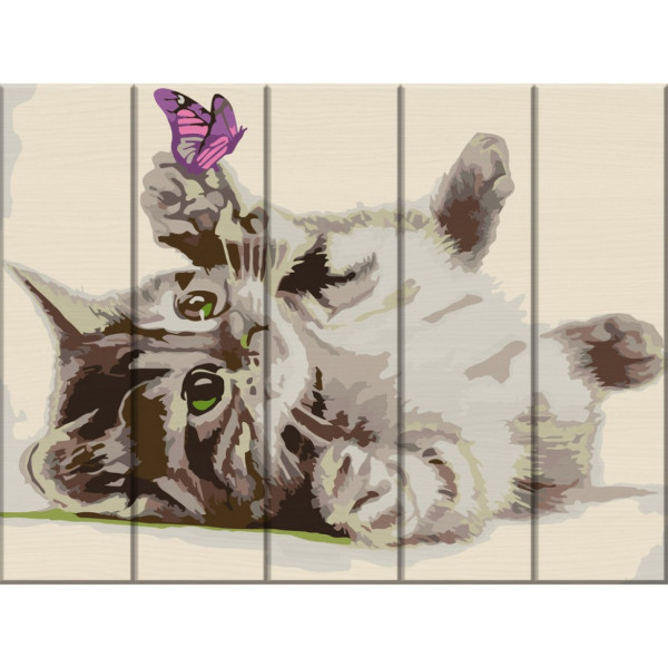 Картина по номерам по дереву "Серый пушистик" ASW056 30х40 см