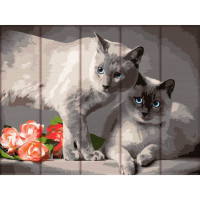 Картина за номерами по дереву "Сіамські коти" ASW128 30х40 см