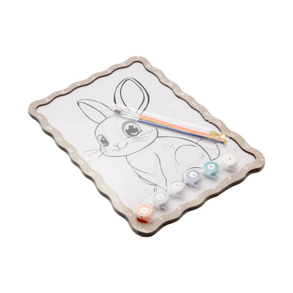 Картина по номерам "Кролик" Puz-22944 формат А4 кисточка, краски, крепеж для стены