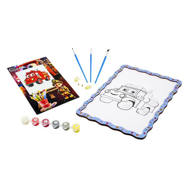 Детский набор для росписи по дереву "Пожарная машина" Puz-22954 формат А4
