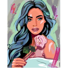 Картина за номерами. Rosa "Дівчина з трояндою" 35х45см N00013196