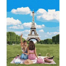 Картини за номерами "Подружки у Парижі" Ідейка KHO4790 40*50см