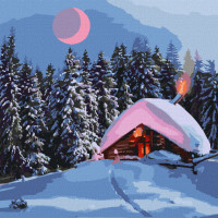 Картина за номерами "Засніжена хатинка" Ідейка KHO6307 40х40 см