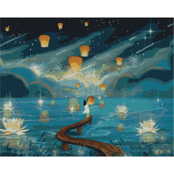 Картина за номерами "Вогники бажань" BS52418  Brushme 40х50 см