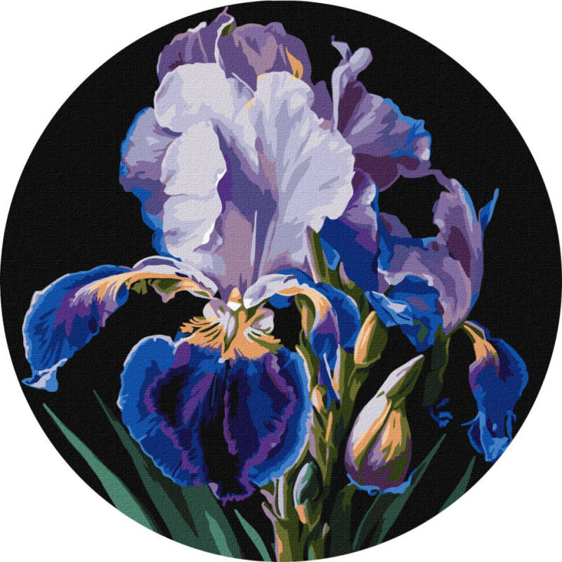 Картина за номерами "Ніжні іриси" ©art_selena_ua KHO-R1021 діаметр 33 см