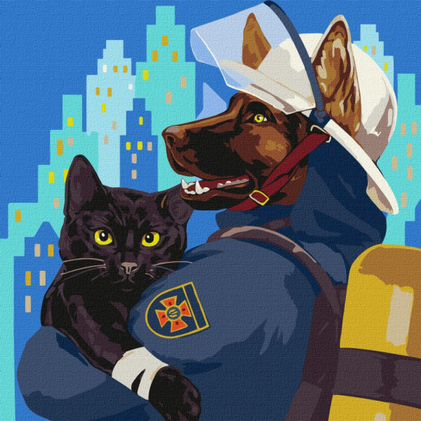 Набор картин по номерам 2 в 1 "Магический полет" 40х50 KHO6332 и "Пушистый спаситель" 40х40 KHO4334