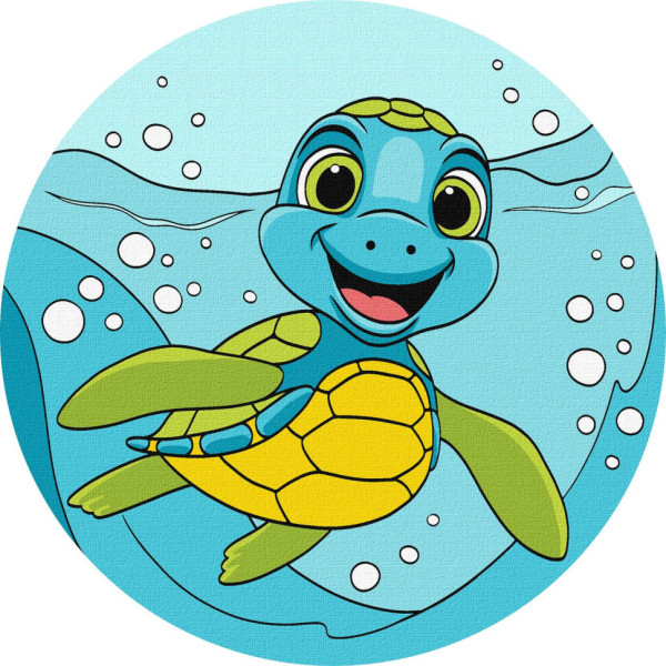 Картина по номерам "Очаровательная черепашка" KHO-R1049 диаметр 19 см