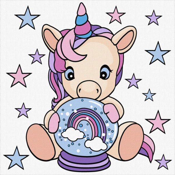 Картина по номерам "Розовый однорог" KHO6114 25х25см