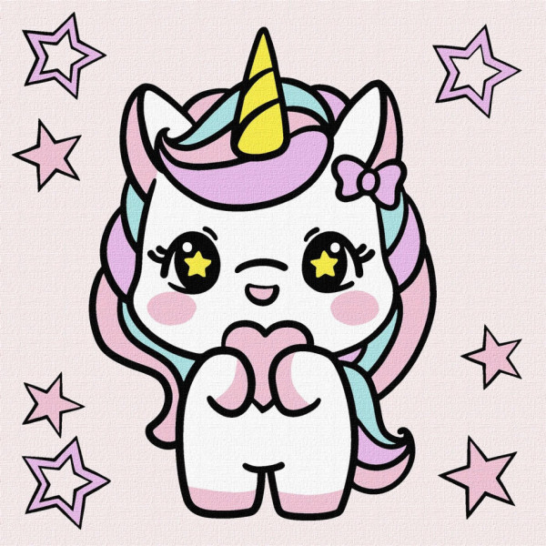 Картина за номерами для дітей "Грайлива одноріжка" KHO6212, 18х18 см