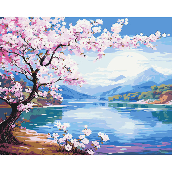 Картина по номерам "Сакура у реки" LW3488, 40х50 см