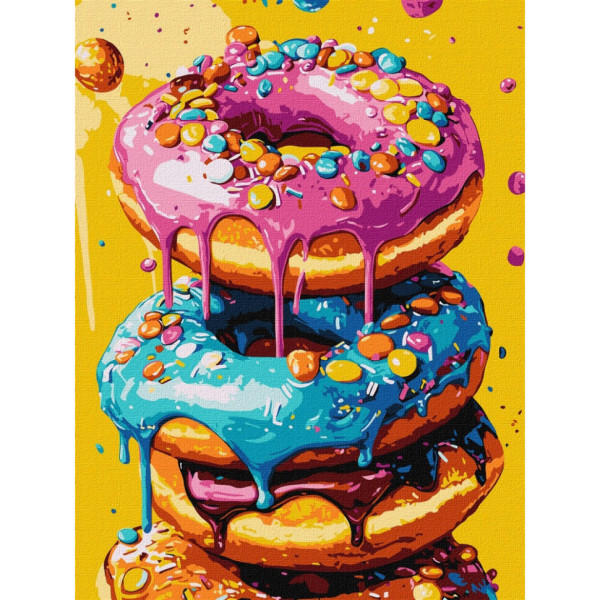Картина по номерам "Вкусненькие пончики" KHO5720 30х40 см