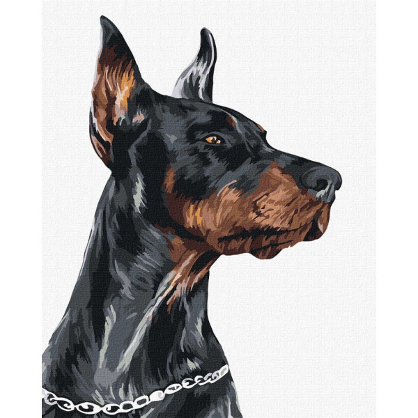 Картина по номерам "Смелый доберман" Идейка KHO4299 40х50 см
