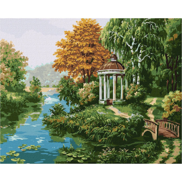 Картина за номерами "Альтанка біля річки" ©Сергій Лобач Ідейка КHO2883 40х50 см