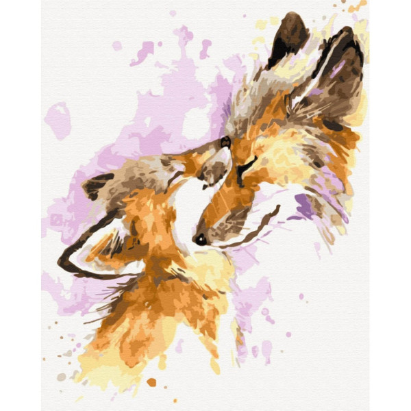 Картина за номерами "Люблячі лисички" BS51455  Brushme 40х50 см