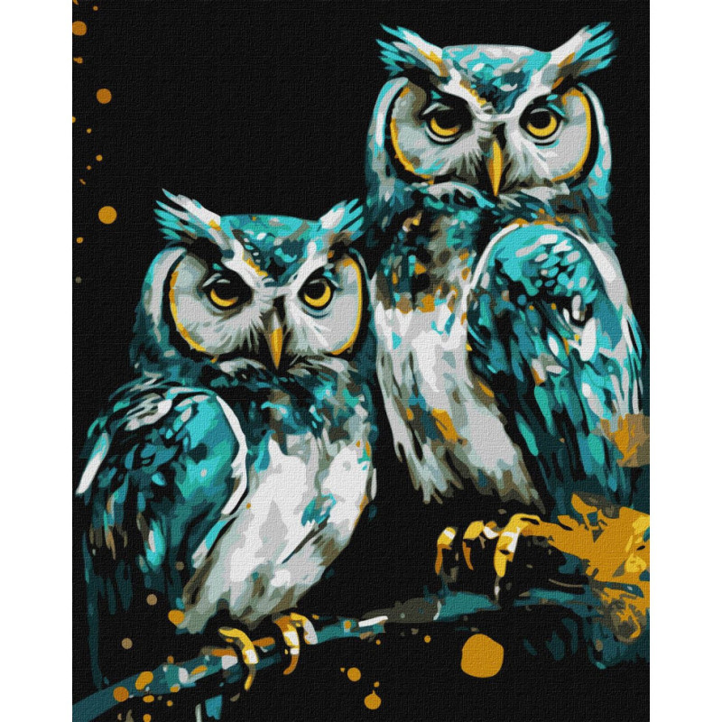 Картина за номерами "Мудрі совушки" ©art_selena_ua Ідейка KHO6514 40х50 см з фарбами металiк extra