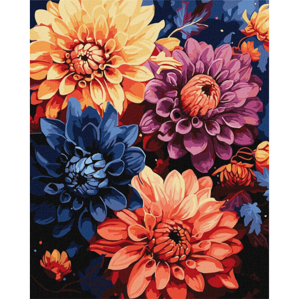 Картина по номерам "Красочные георгины" ©art_selena_ua KHO3248, 40х50см