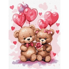Картина по номерам "Влюбленные медведи" KHO6111 30х40 см