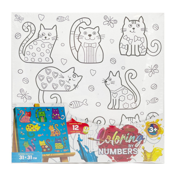 Картина по номерам для детей "Кошачья радуга" CBN-01-04, 31х31 см