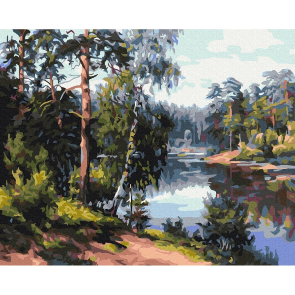 Картина за номерами "Мальовниче озеро в лісі" BS51969, 40x50 см