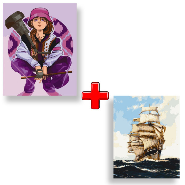 Набор картин по номерам 2 в 1 "Гуцульские подарки" 40х50 10392-AC и "Дальнее путешествие" 40х50 10611-AC