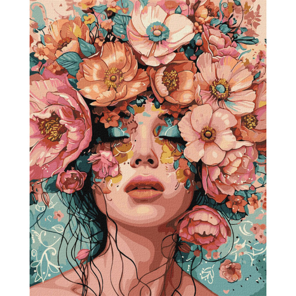 Картина по номерам "Девушка в цветах" KHO8440, 40х50 см