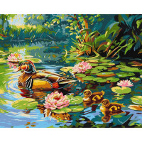 Картина по номерам "Утиная семья" ©art_selena_ua KHO6656, 40х50см