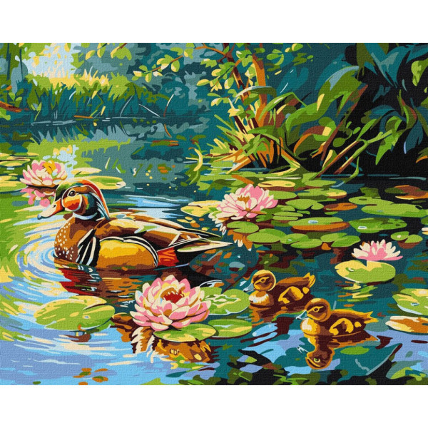 Картина по номерам "Утиная семья" ©art_selena_ua KHO6656, 40х50см