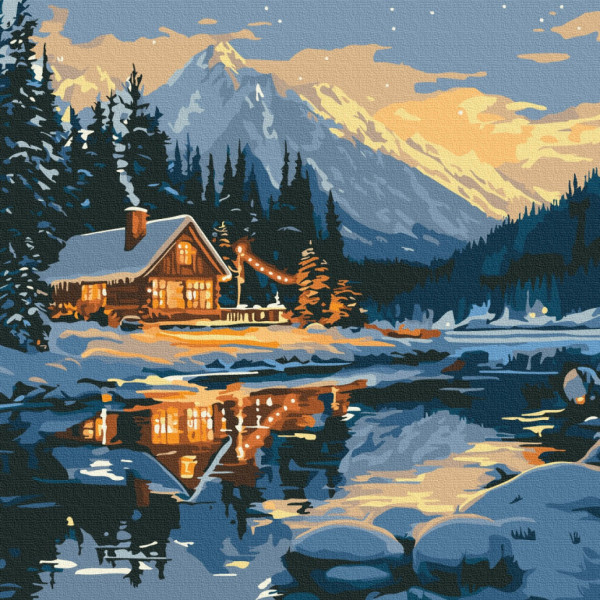 Картина за номерами "Затишок засніженого будинку" SBS026, 40х40 см