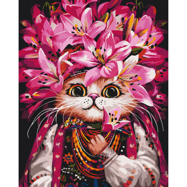Картина за номерами "Киця в лілеях" BS54143, 40х50 см