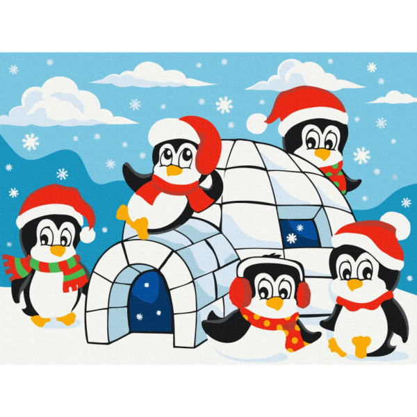 Картина за номерами "Хатинка пінгвінів" KBS0147, 30х40 см